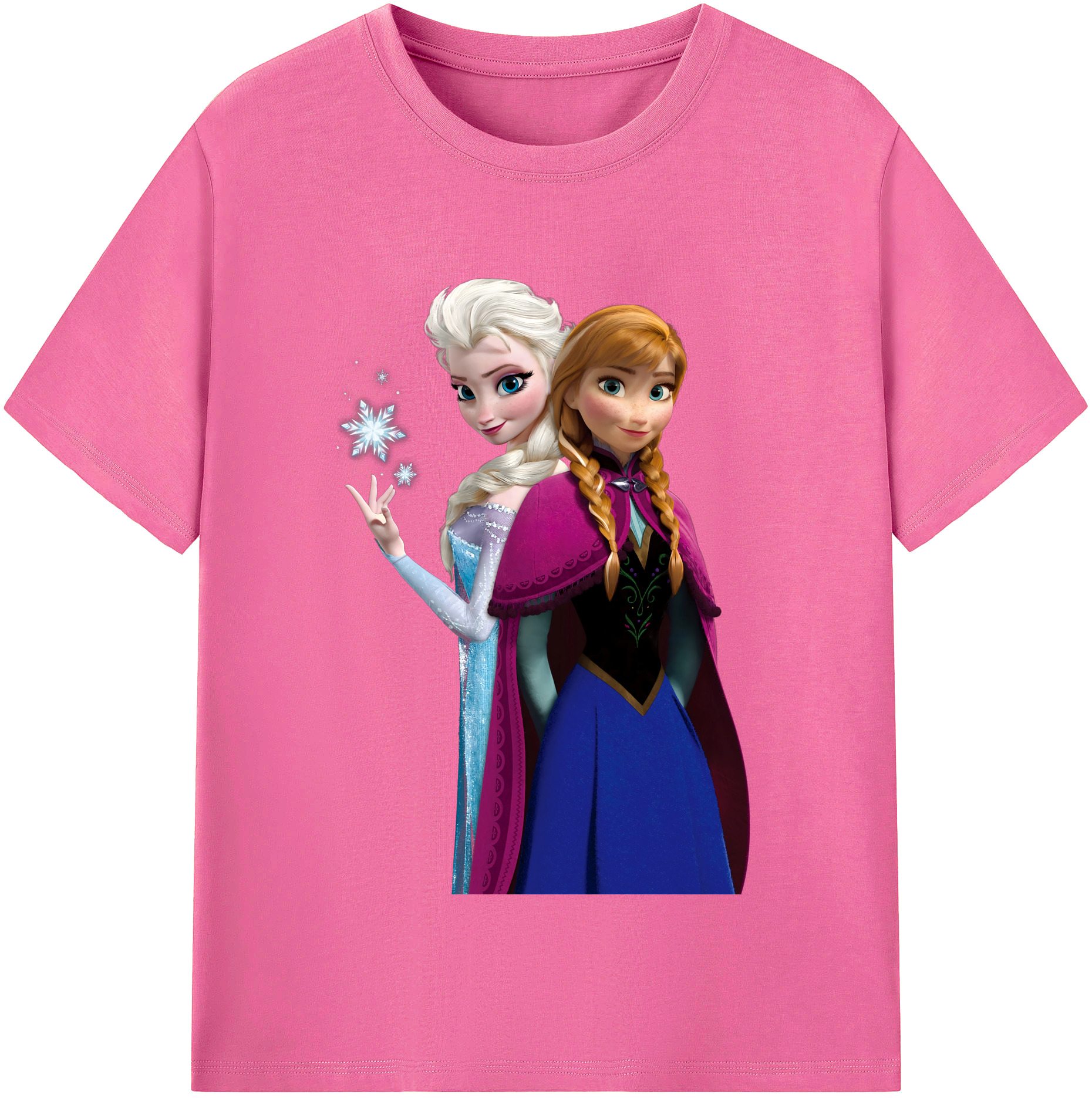 （画像用） アナと雪の女王 アンナ エルサ Frozen Anna Elsa レディースカジュアルプリントTシャツ（綿100％）